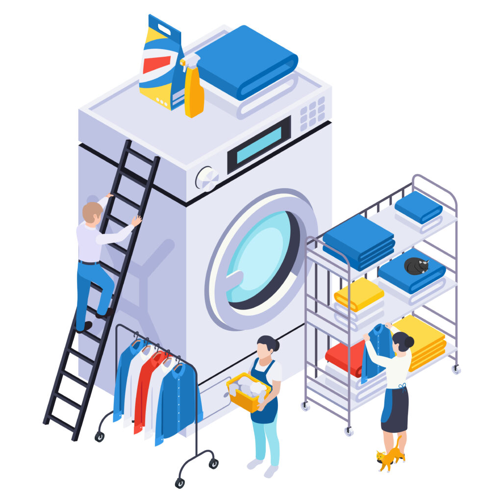 Washing Clothes Isometric Composition