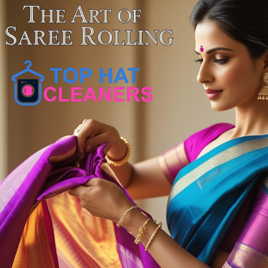 Art of saree rolling by top hat cleaners
